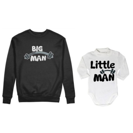 Coordinato felpe o body lupetto neonato padre figlio big man little man little lady fitness Per il papà