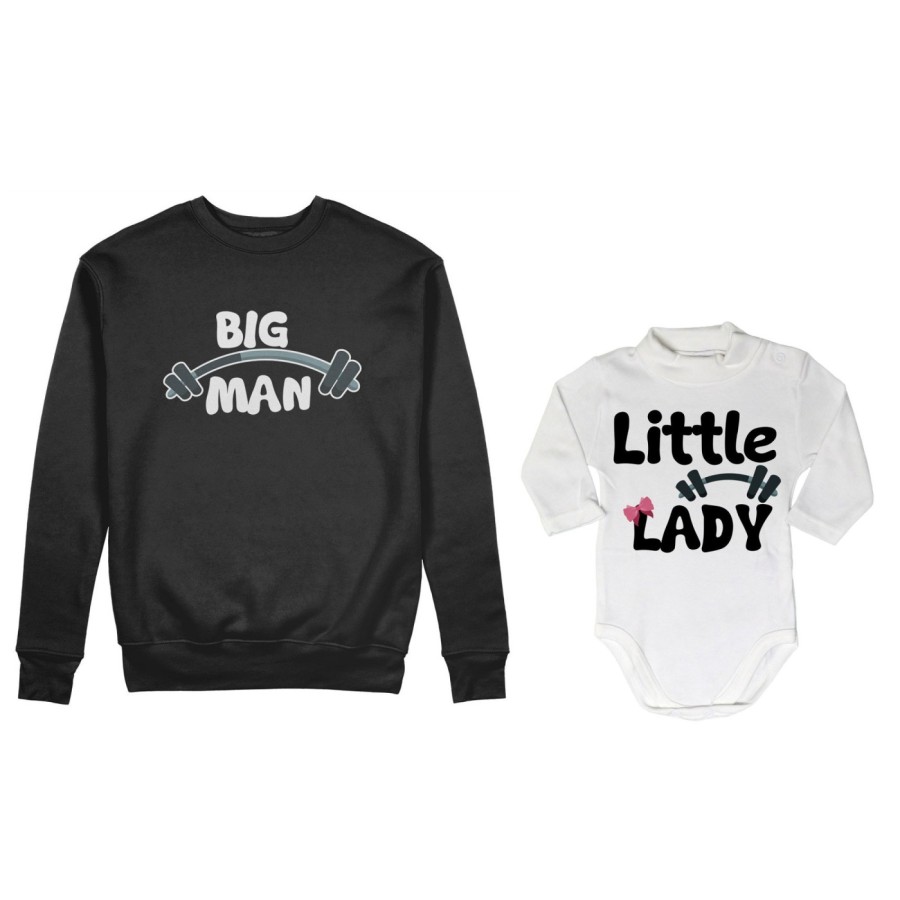 Coordinato felpe o body lupetto neonato padre figlio big man little man little lady fitness Per il papà