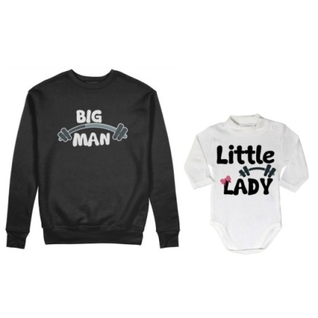 Coordinato felpe o body lupetto neonato padre figlio big man little man little lady fitness Per il papà