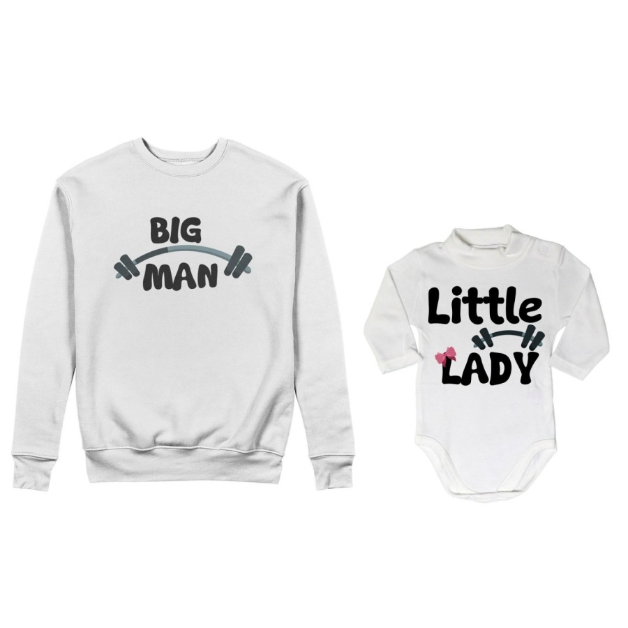 Coordinato felpe o body lupetto neonato padre figlio big man little man little lady fitness Per il papà