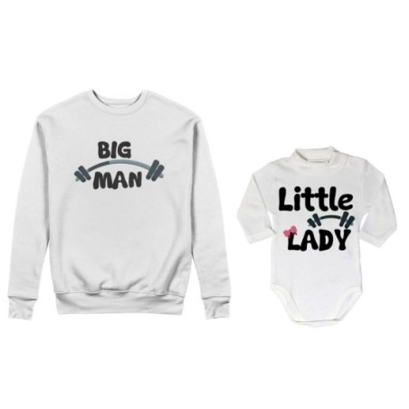 Coordinato felpe o body lupetto neonato padre figlio big man little man little lady fitness Per il papà
