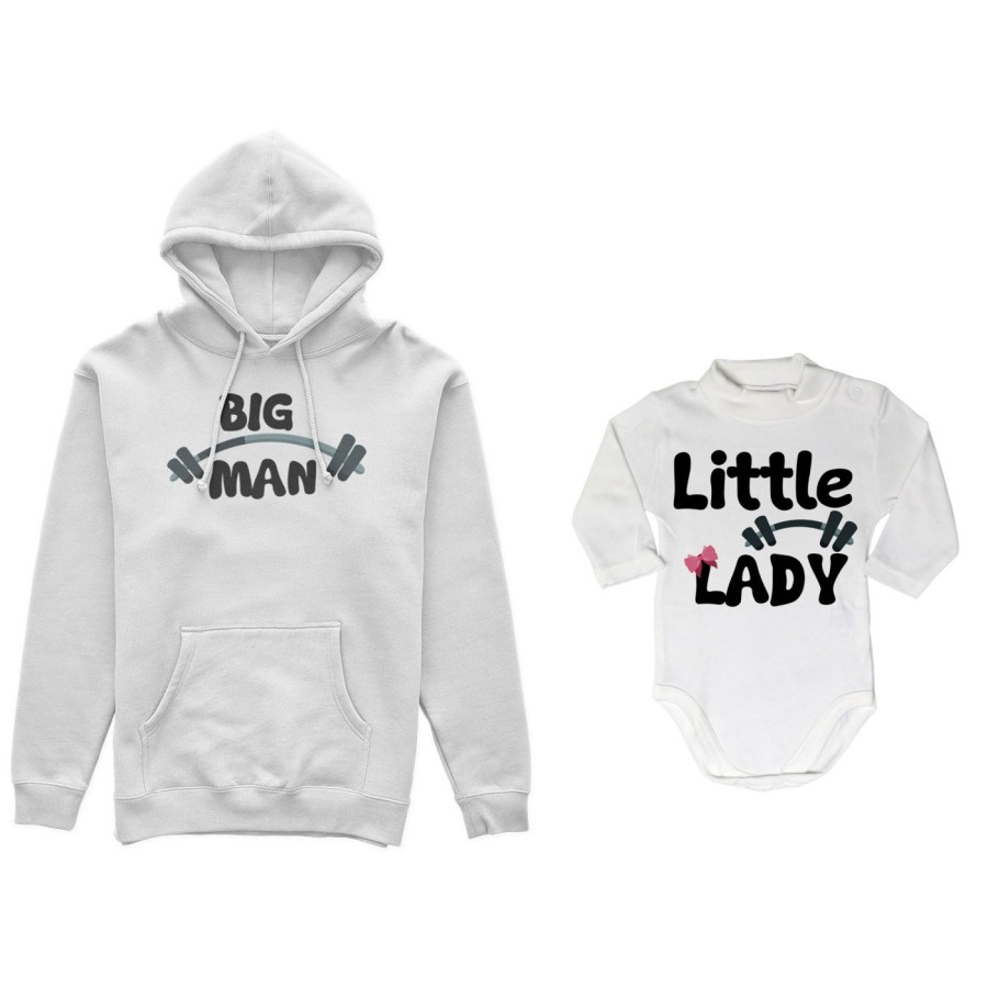 Coordinato felpe o body lupetto neonato padre figlio big man little man little lady fitness Per il papà