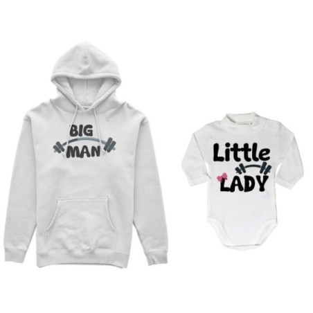 Coordinato felpe o body lupetto neonato padre figlio big man little man little lady fitness Per il papà