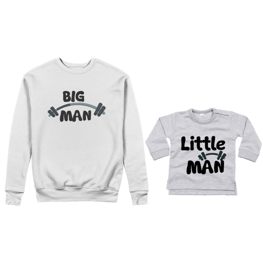 Coordinato felpe o body lupetto neonato padre figlio big man little man little lady fitness Per il papà