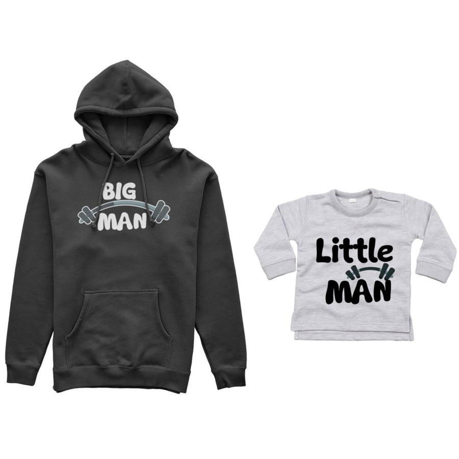 Coordinato felpe o body lupetto neonato padre figlio big man little man little lady fitness Per il papà