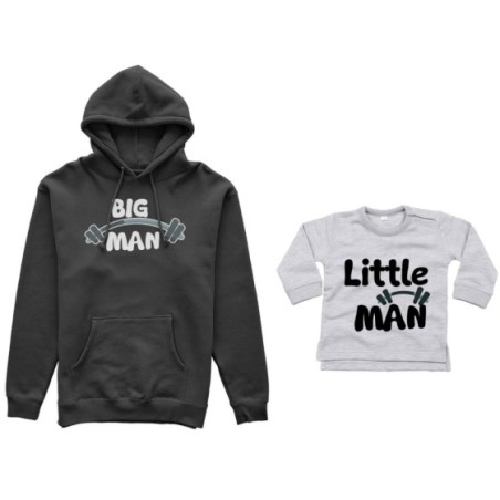 Coordinato felpe o body lupetto neonato padre figlio big man little man little lady fitness Per il papà