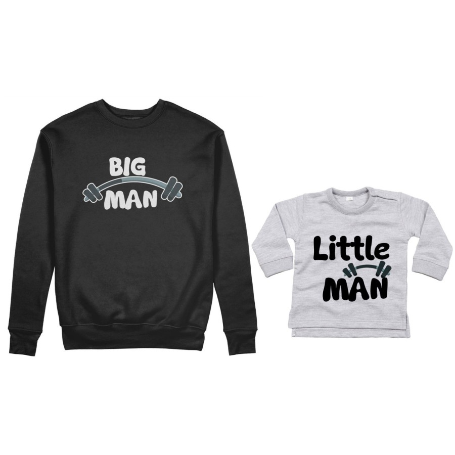 Coordinato felpe o body lupetto neonato padre figlio big man little man little lady fitness Per il papà