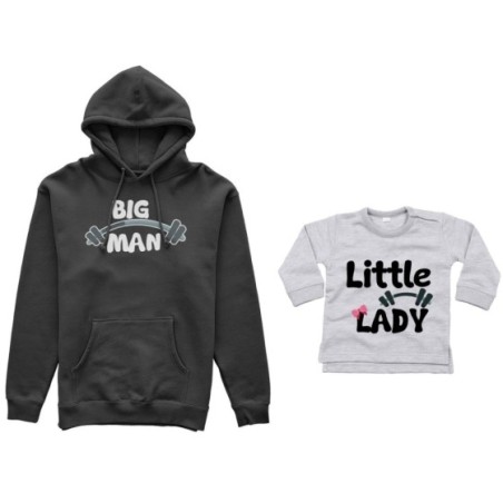 Coordinato felpe o body lupetto neonato padre figlio big man little man little lady fitness Per il papà