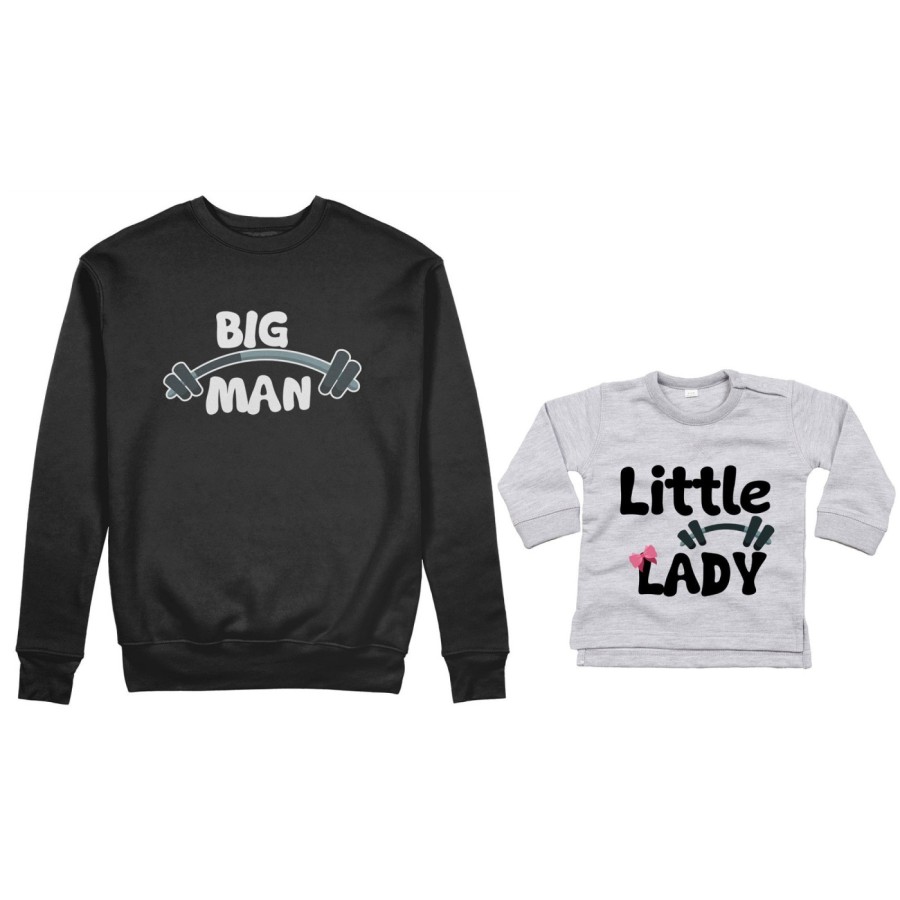 Coordinato felpe o body lupetto neonato padre figlio big man little man little lady fitness Per il papà