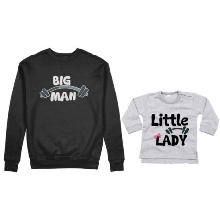 Coordinato felpe o body lupetto neonato padre figlio big man little man little lady fitness Per il papà