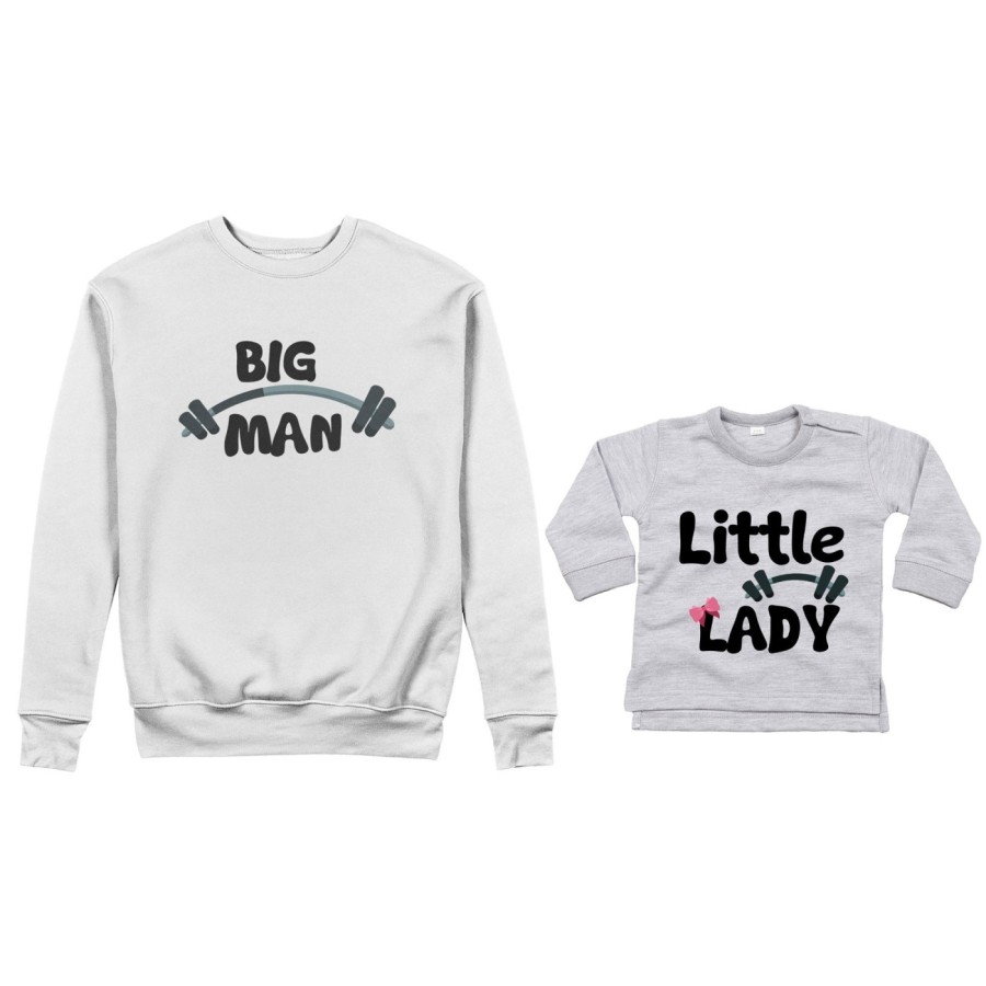 Coordinato felpe o body lupetto neonato padre figlio big man little man little lady fitness Per il papà