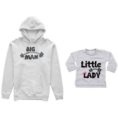 Coordinato felpe o body lupetto neonato padre figlio big man little man little lady fitness Per il papà