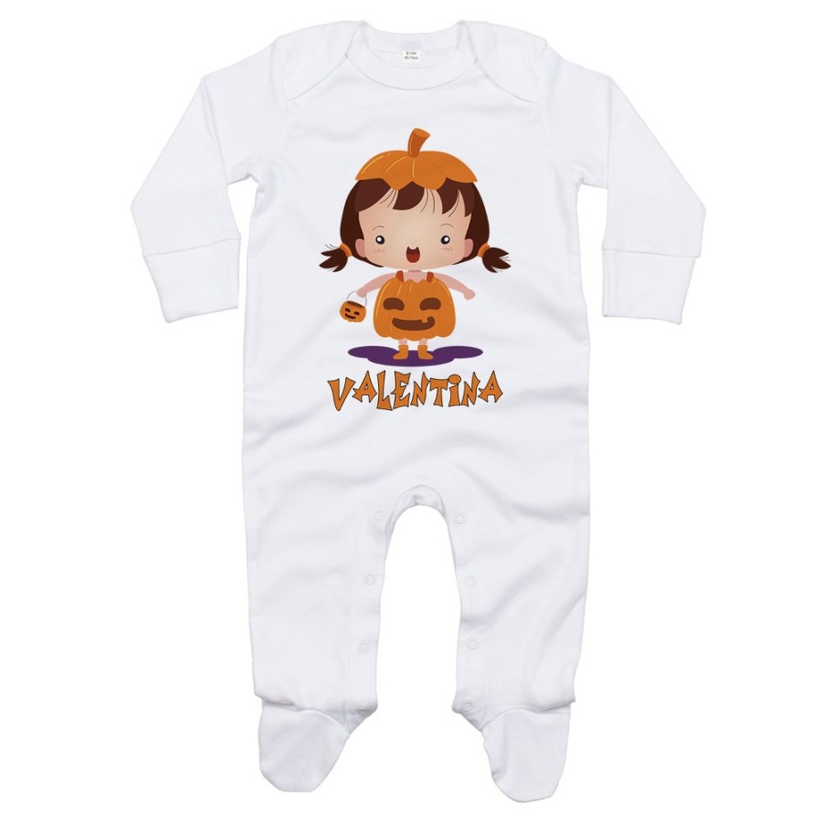 Tutina neonato personalizzata con nome piccola zucca Halloween