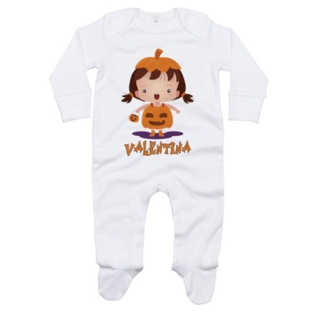 Tutina neonato personalizzata con nome piccola zucca Halloween