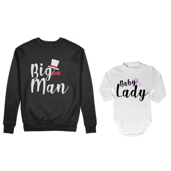 Coordinato felpe o body lupetto neonato padre figlio big man baby boy baby lady Per il papà