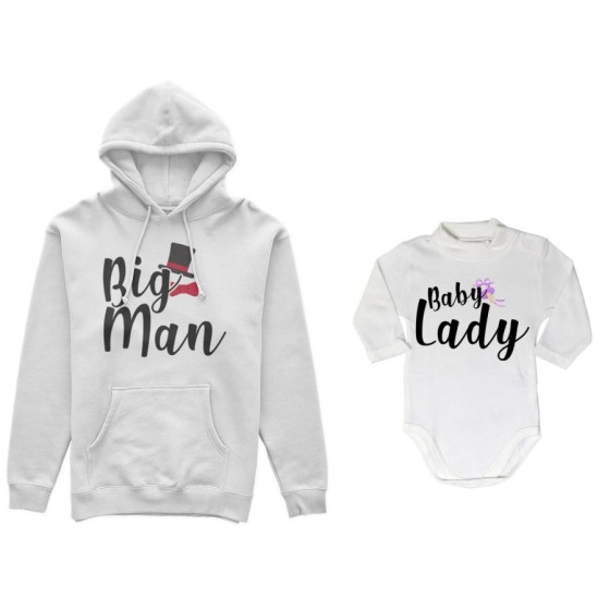 Coordinato felpe o body lupetto neonato padre figlio big man baby boy baby lady Per il papà 2