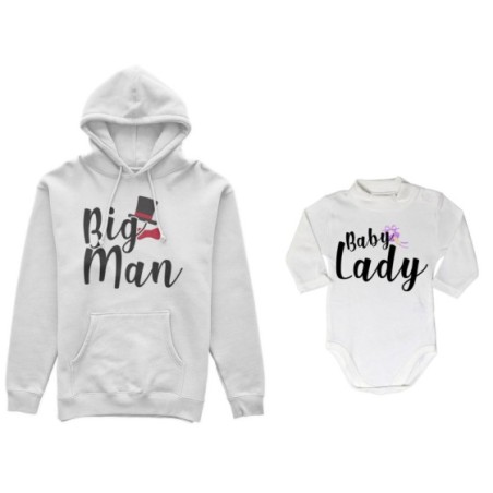 Coordinato felpe o body lupetto neonato padre figlio big man baby boy baby lady Per il papà
