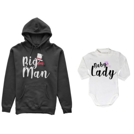 Coordinato felpe o body lupetto neonato padre figlio big man baby boy baby lady Per il papà