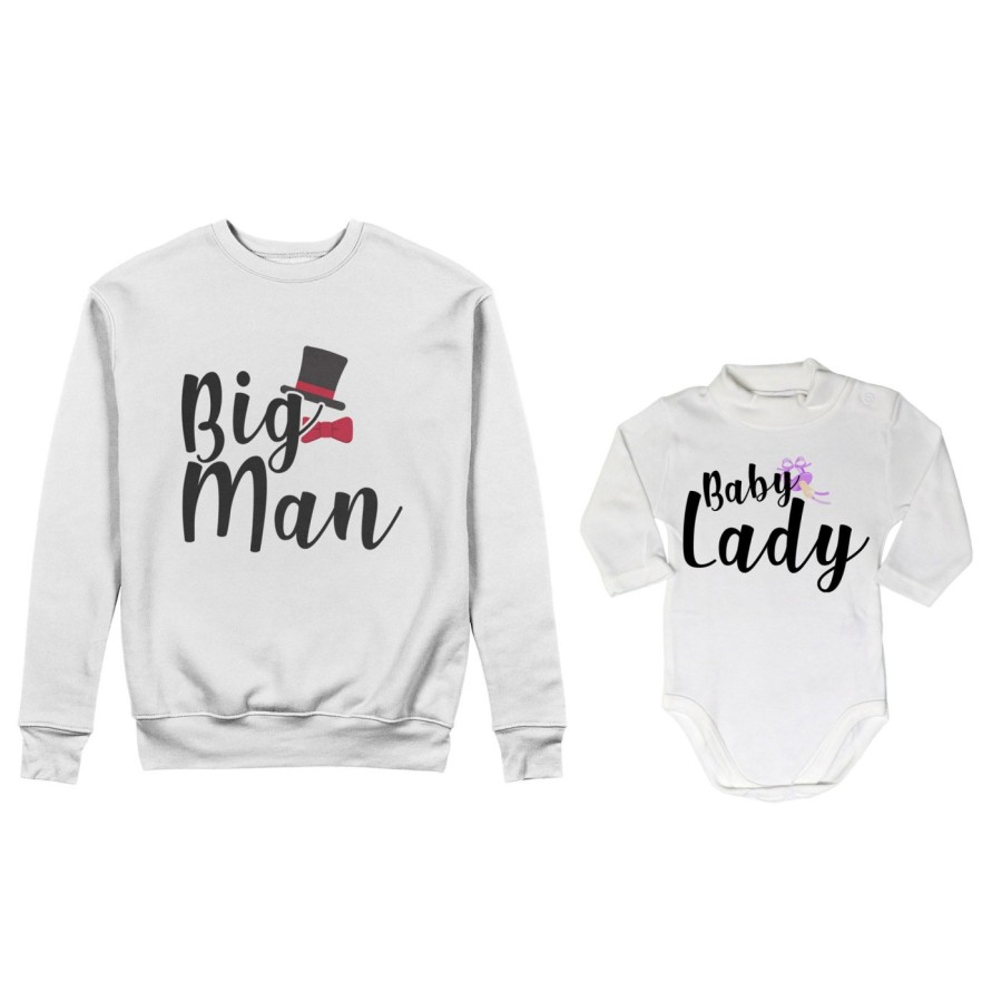 Coordinato felpe o body lupetto neonato padre figlio big man baby boy baby lady Per il papà