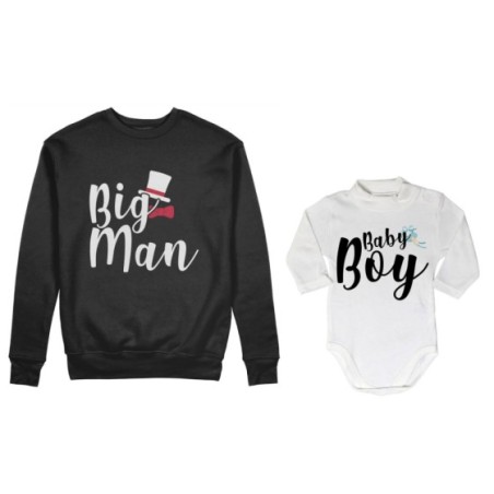 Coordinato felpe o body lupetto neonato padre figlio big man baby boy baby lady Per il papà