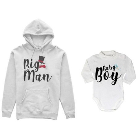 Coordinato felpe o body lupetto neonato padre figlio big man baby boy baby lady Per il papà