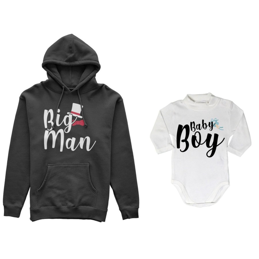 Coordinato felpe o body lupetto neonato padre figlio big man baby boy baby lady Per il papà
