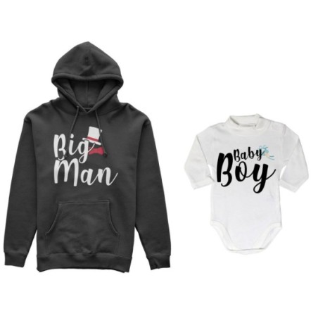 Coordinato felpe o body lupetto neonato padre figlio big man baby boy baby lady Per il papà