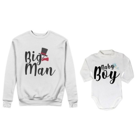 Coordinato felpe o body lupetto neonato padre figlio big man baby boy baby lady Per il papà