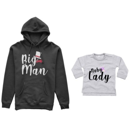 Coordinato felpe o body lupetto neonato padre figlio big man baby boy baby lady Per il papà