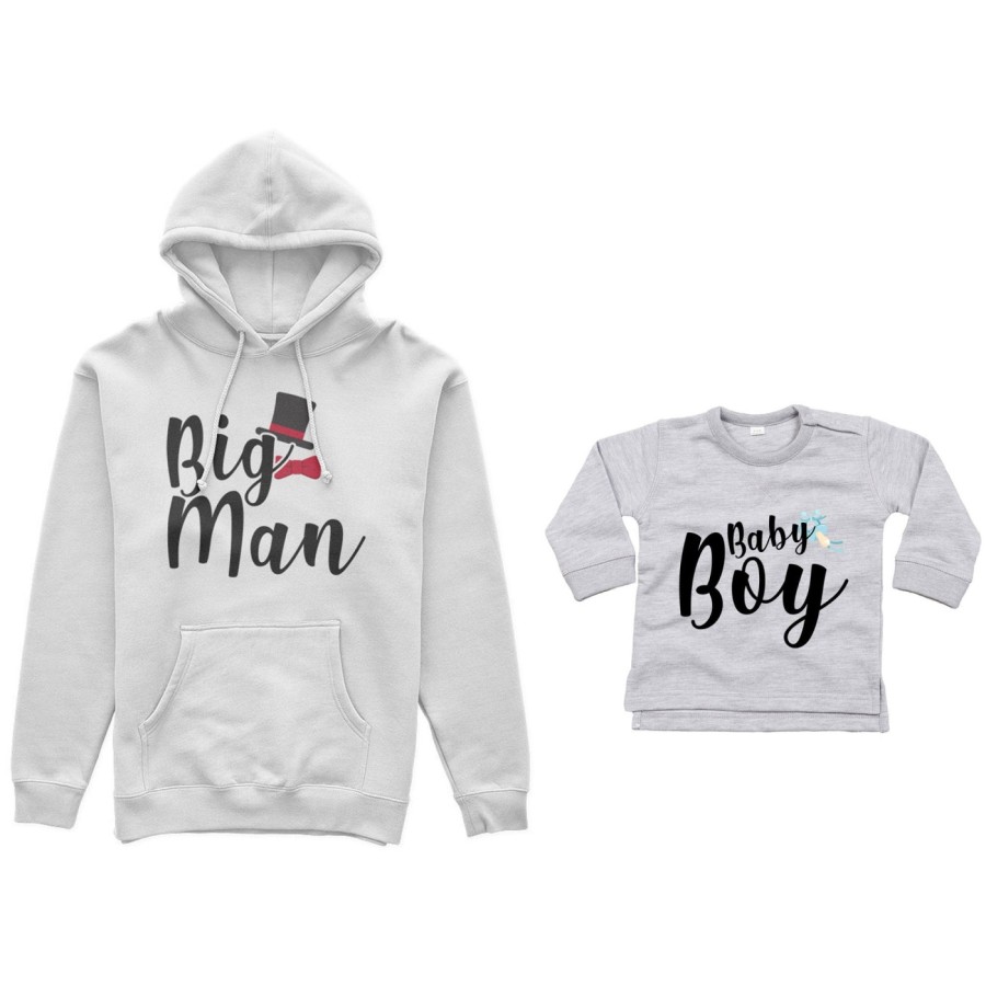 Coordinato felpe o body lupetto neonato padre figlio big man baby boy baby lady Per il papà