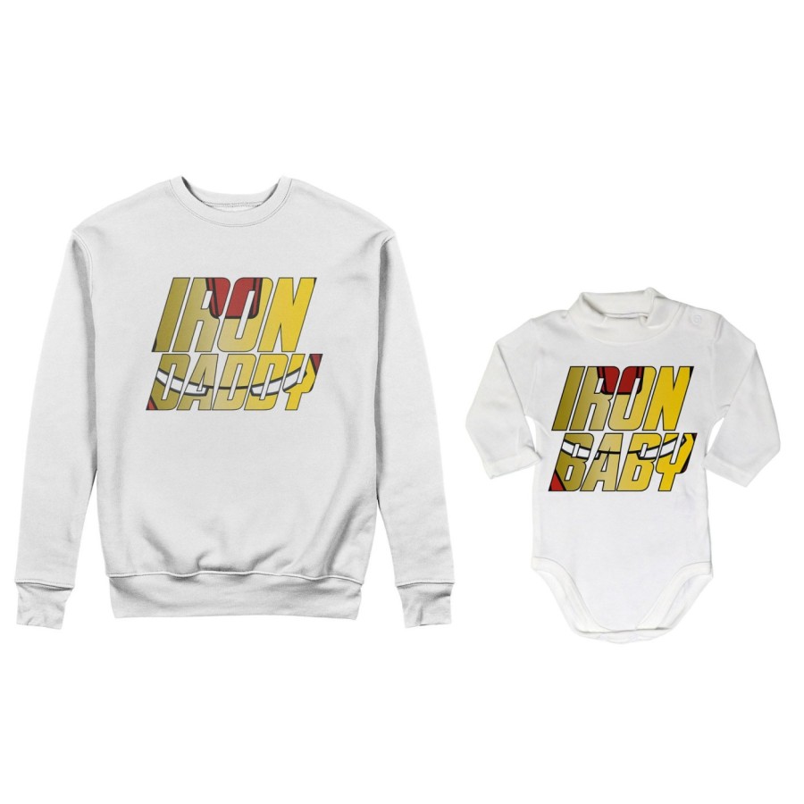 Coordinato felpe o body lupetto neonato padre figlio iron daddy iron baby sign Per il papà