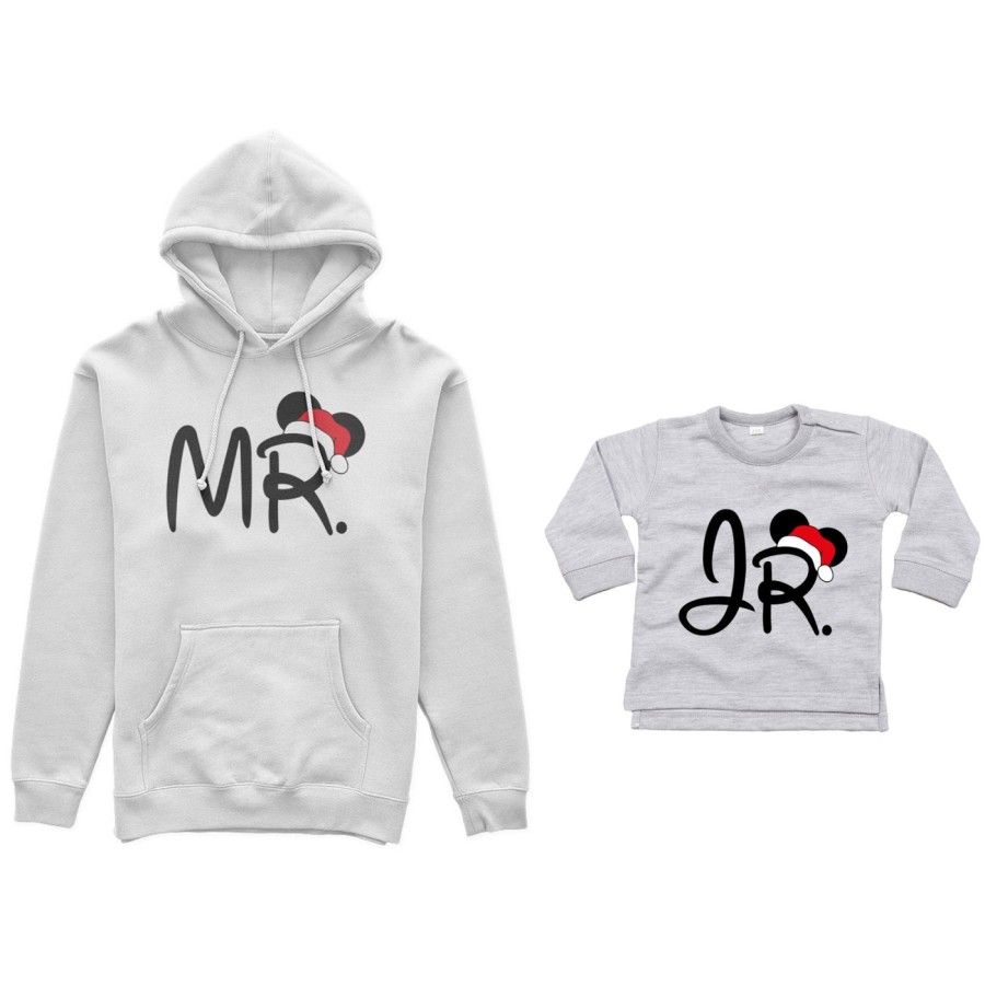 Coordinato felpe o body lupetto neonato padre figlio personalizzabile con nome mr - jr Natale