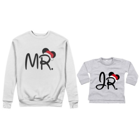 Coordinato felpe o body lupetto neonato padre figlio personalizzabile con nome mr - jr Natale