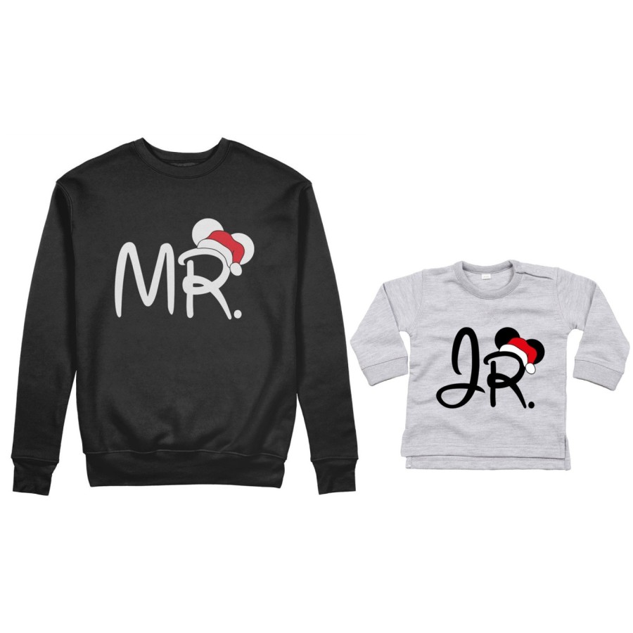 Coordinato felpe o body lupetto neonato padre figlio personalizzabile con nome mr - jr Natale