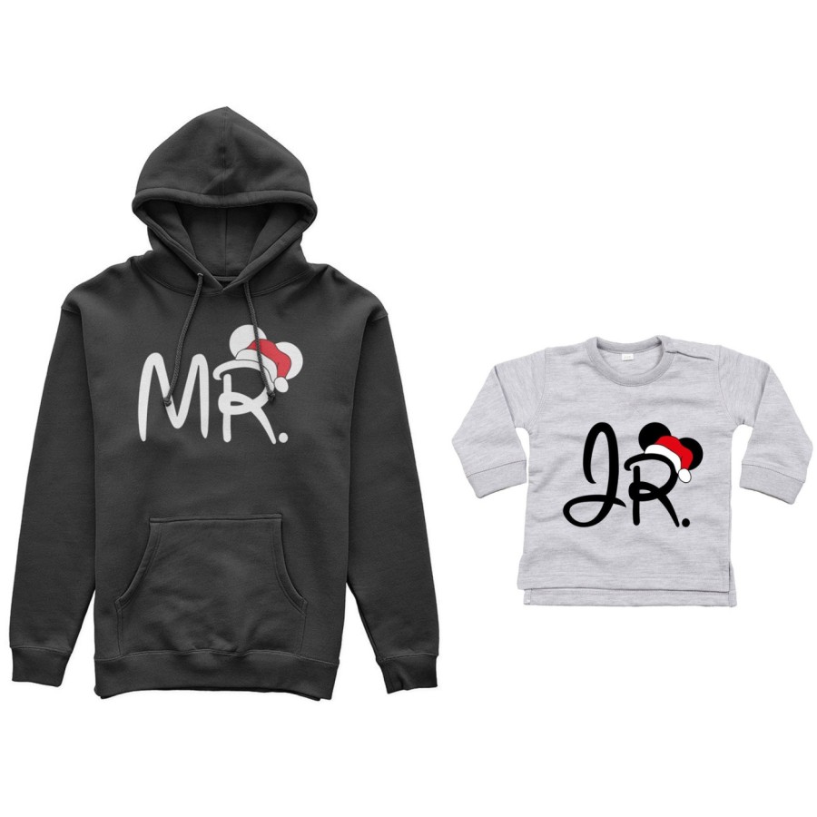 Coordinato felpe o body lupetto neonato padre figlio personalizzabile con nome mr - jr Natale