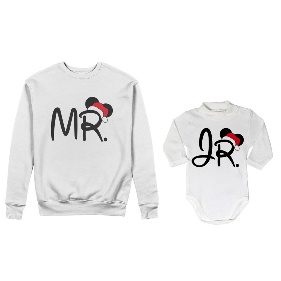 Coordinato felpe o body lupetto neonato padre figlio personalizzabile con nome mr - jr Natale