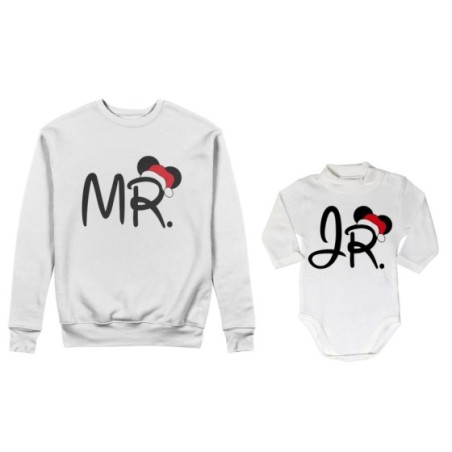 Coordinato felpe o body lupetto neonato padre figlio personalizzabile con nome mr - jr Natale