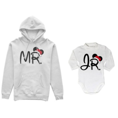 Coordinato felpe o body lupetto neonato padre figlio personalizzabile con nome mr - jr Natale