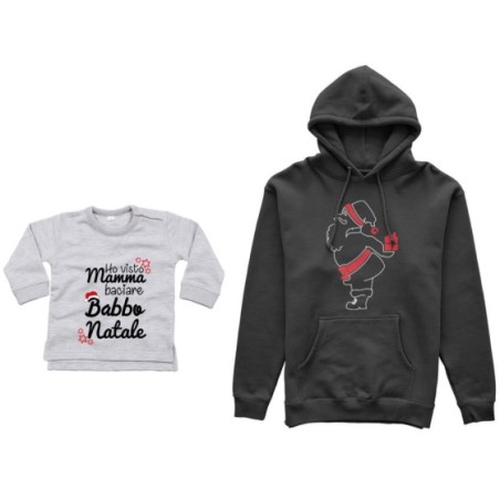 Coordinato felpe o body lupetto neonato padre figlio ho visto mamma baciare babbo natale Natale