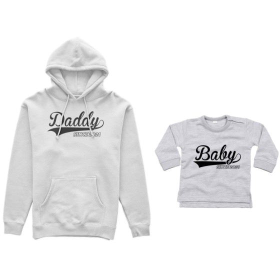 Coordinato felpe o body lupetto neonato padre figlio personalizzato con anno daddy since baby since Per il papà 2