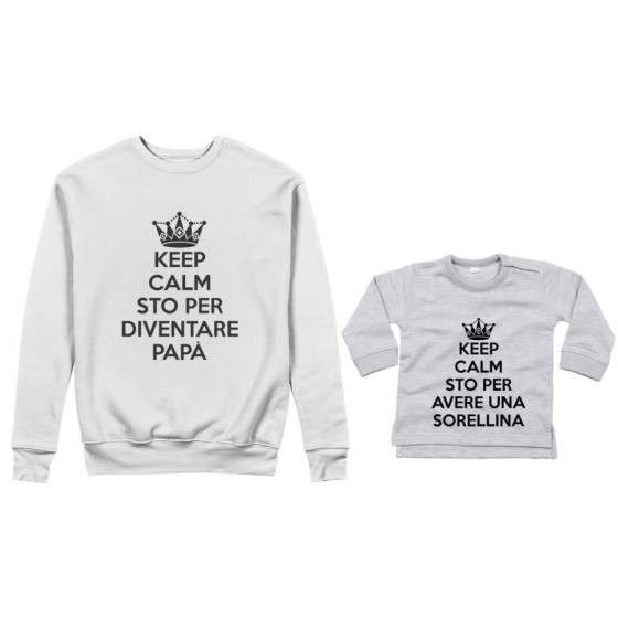 Coordinato felpe o body lupetto neonato padre figlio keep calm sto per diventare papà Per il papà 2