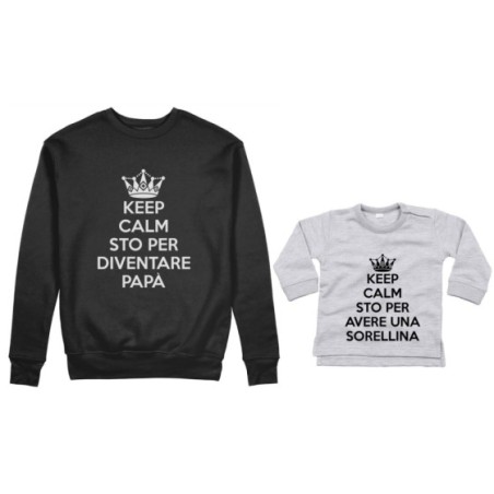 Coordinato felpe o body lupetto neonato padre figlio keep calm sto per diventare papà Per il papà
