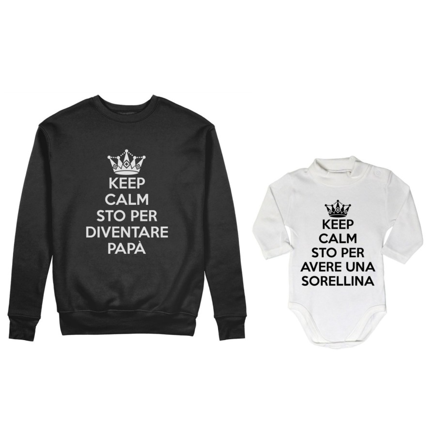 Coordinato felpe o body lupetto neonato padre figlio keep calm sto per diventare papà Per il papà