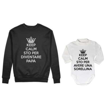 Coordinato felpe o body lupetto neonato padre figlio keep calm sto per diventare papà Per il papà