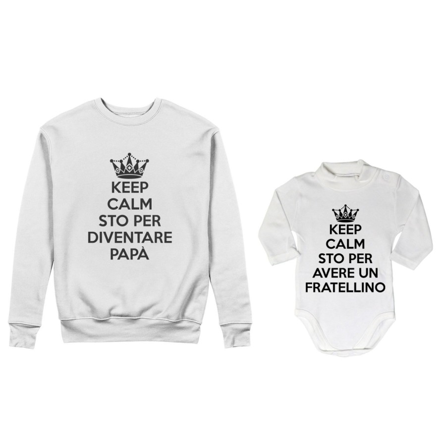 Coordinato felpe o body lupetto neonato padre figlio keep calm sto per diventare papà Per il papà