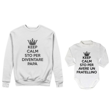 Coordinato felpe o body lupetto neonato padre figlio keep calm sto per diventare papà Per il papà
