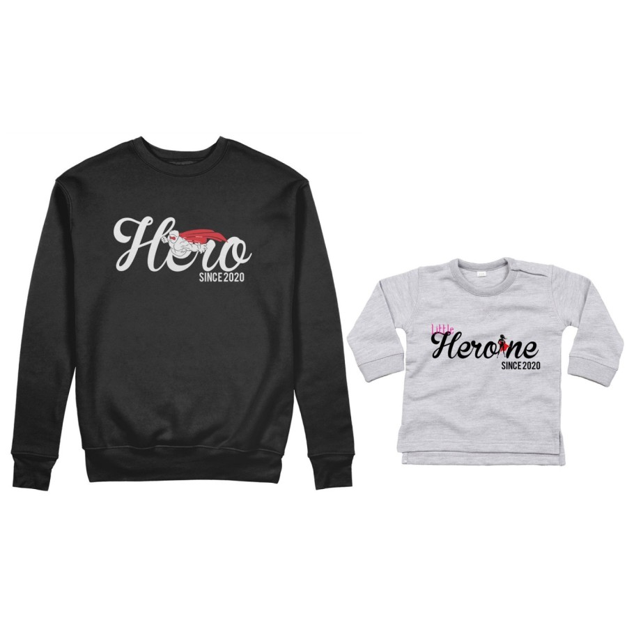 Coordinato felpe o body lupetto neonata padre figlia personalizzato con anno hero since little heroine since Per il papà