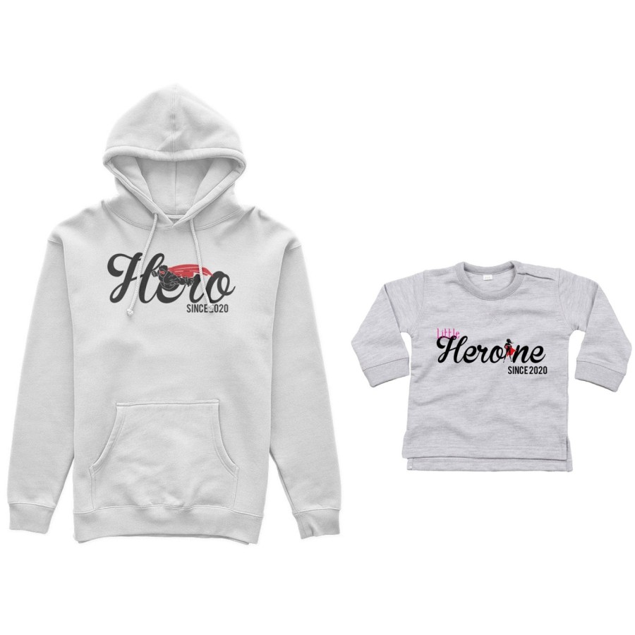Coordinato felpe o body lupetto neonata padre figlia personalizzato con anno hero since little heroine since Per il papà