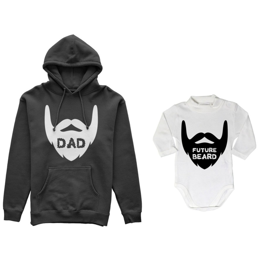 Coordinato felpe o body lupetto neonato padre figlio dad future beard Per il papà