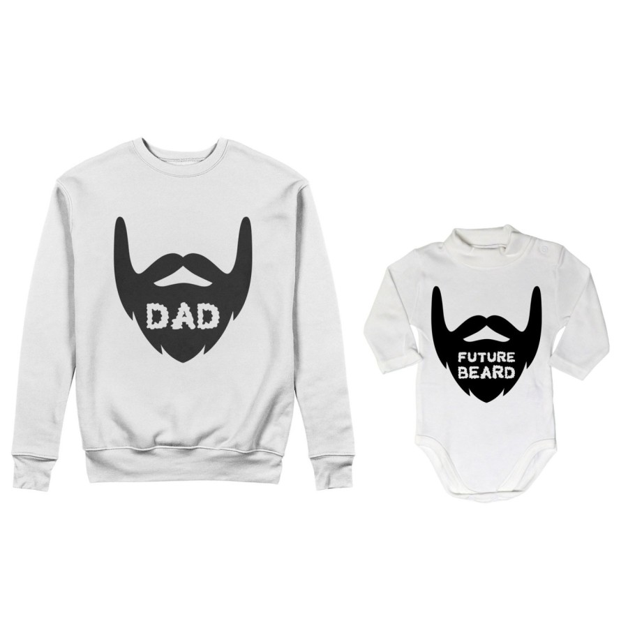 Coordinato felpe o body lupetto neonato padre figlio dad future beard Per il papà